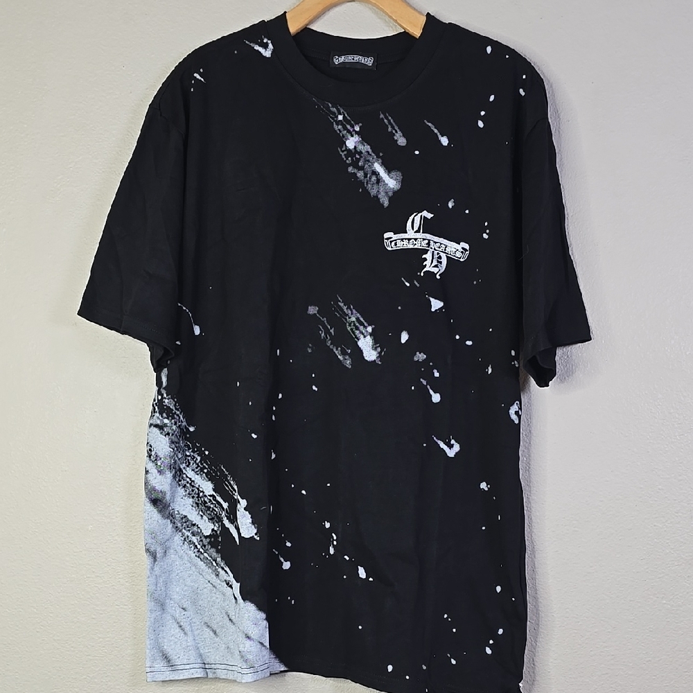 Chrome Hearts Black and White Short Sleeve Tee with Abstract Design Siz3 XL NWT.